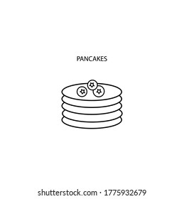 Pancakes with blueberries simple thin line icon vector illustration