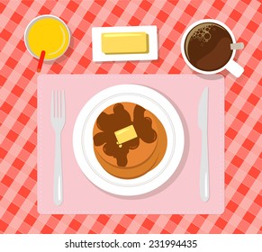Pancakes breakfast flat vector illustration 