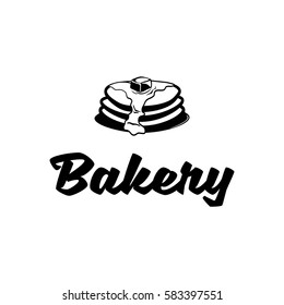 Pancakes with butter. Bakery menu shop. Vector Illustration Isolated On White Background