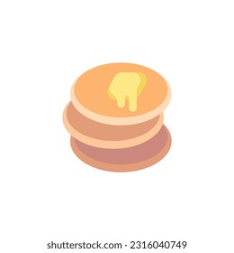Pancakes with butter flat icon, vector sign, colorful pictogram isolated on white. Symbol, logo illustration. Flat style design