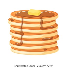 Pancakes with butter isolated on white background