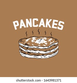 Pancakes con plantilla vectora de material de mantequilla