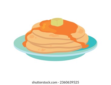 pancakes with butter and syrup vector isolated