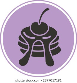 Pancakes with a Cherry on Top Icon. Bakery Symbol. Menu Elements Sillhoette. Cafe Icon Set.