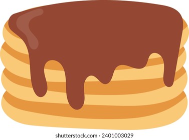 pancakes with chocolate sauce on top, sweet food theme, flat icon style