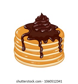 
Pancakes with chocolate syrup and chocolate whipped cream