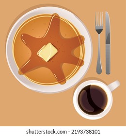pancakes and coffee breakfast, vector design