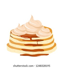 pancakes with cream or cake for a menu illustration