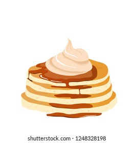 pancakes with cream or cake for a menu illustration