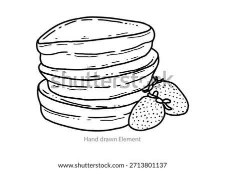 Pancakes Delight with Strawberries: A stack of fluffy pancakes, served with ripe strawberries, a simple joy for your appetite.