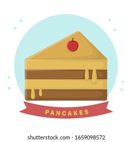 Pancakes Dessert Food. Flat Vector Icon Design