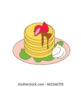 pancakes doodle icon vector on white background