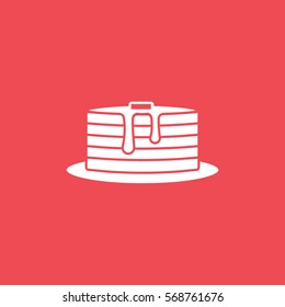 Pancakes Flat Icon On Red Background