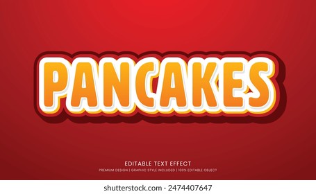 pancakes food editable 3d text effect template bold typography and abstract style, food logo and fast food brand