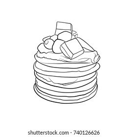 pancakes, food, vector illustration 