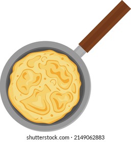 Pancakes in a frying pan. Vector illustration.