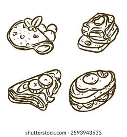 Pancakes hand drawn illustration vector set
