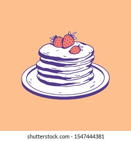 Pancakes. Hand drawn vector image.