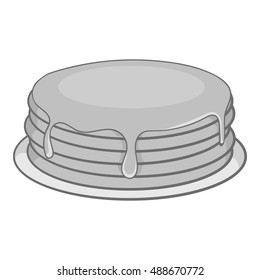 Pancakes with honey icon in black monochrome style isolated on white background. Food symbol vector illustration