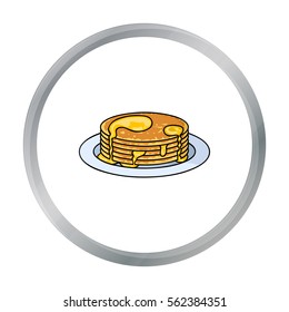 Pancakes with honey icon in cartoon style isolated on white background. Apiary symbol stock vector illustration