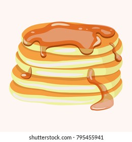 Pancakes and honey icon. Cartoon vector illustration isolated on white background. Series of food and drink and ingredients for cooking