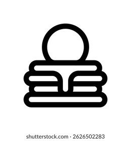 Pancakes with ice cream. Editable stroke vector icon.