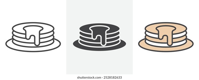 Icono de panqueques Conjunto de símbolos de esquema