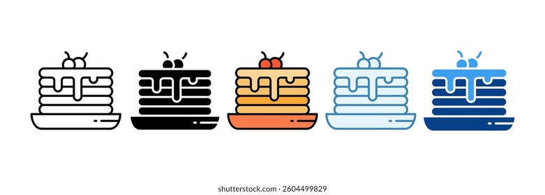 Pancakes Icon Set Multiple Style Collection