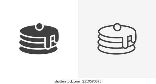 Icono de panqueques. estilo de línea delgada de relleno sólido y trazo eps 10