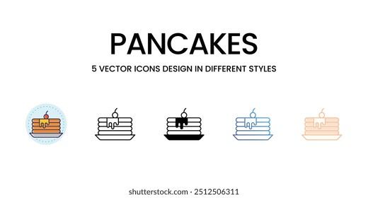 Iconos de panqueques listos para usar ilustración de stock de Vector