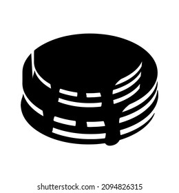 Panqueques con un icono simple de mermelada en el fondo
