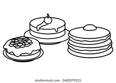 Pancakes Line Art Modern Detailed Elegant Design Illustrations