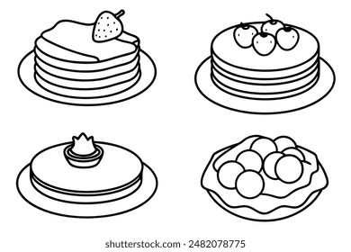 Pancakes Line Art Stylish and Modern Design Drawings