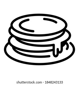 tortitas, icono del almuerzo. Esbozar el icono del vector de crepes de almuerzo para el diseño web aislado en fondo blanco