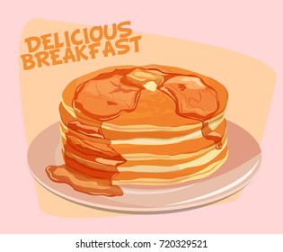 Pancakes with maple maple syrup