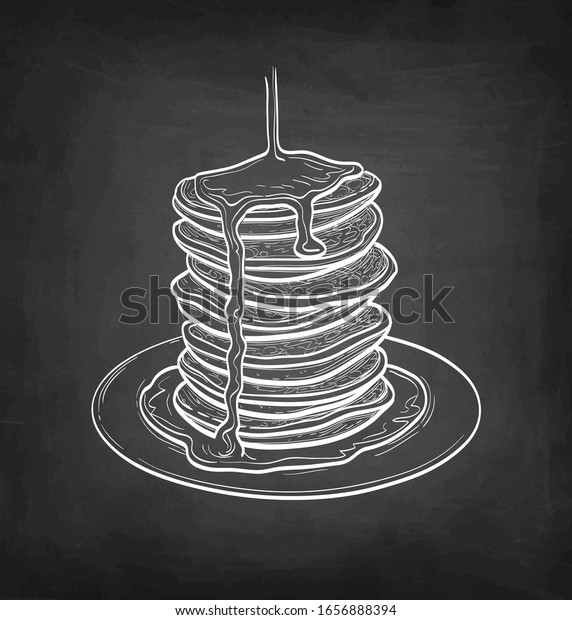 Pancakes Maple Syrup Chalk Sketch On Stock Vector (royalty Free) 1656888394