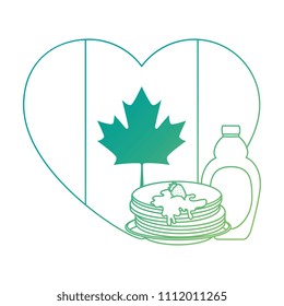 pancakes with maple syrup and heart canadian flag