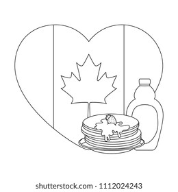 pancakes with maple syrup and heart canadian flag