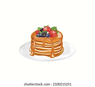 Pancakes with maple syrup. vector