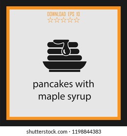 pancakes with maple syrup  vector icon