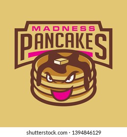 Pancakes Mascot Logo. Logo for food, restaurant, sport team, game, etc. mascot style.