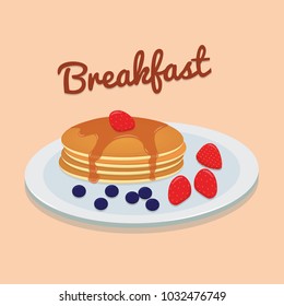 Pancakes on the Plate for Breakfast