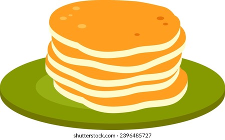 Pancakes On Plate Vector Illustration