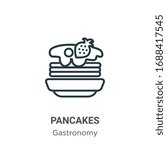 Pancakes outline vector icon. Thin line black pancakes icon, flat vector simple element illustration from editable gastronomy concept isolated stroke on white background
