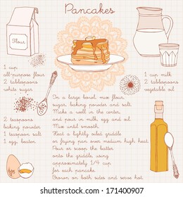  Pancakes recipe. Vector illustration.