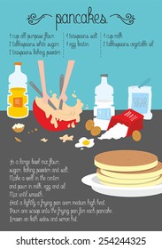 Pancakes recipe. Vector illustration.
