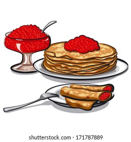pancakes with red caviar