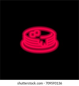 Pancakes red glowing neon ui ux icon. Glowing sign logo vector