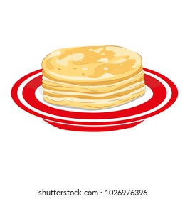 pancakes in a red plate
