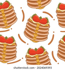 pancakes seamless pattern in flat design style